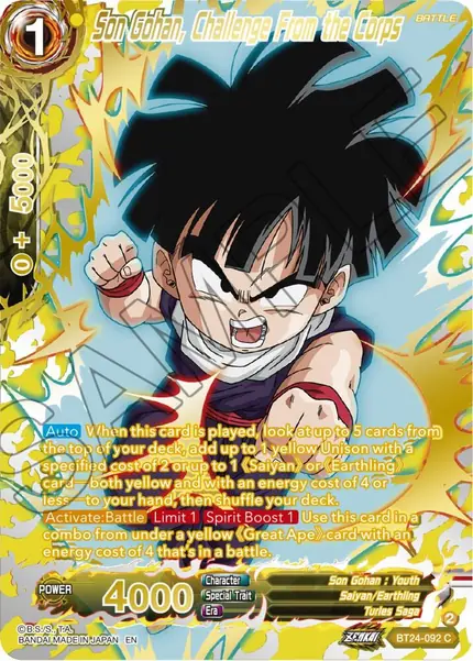 Son Gohan, Challenge From the Corps (Collector Booster Gold)