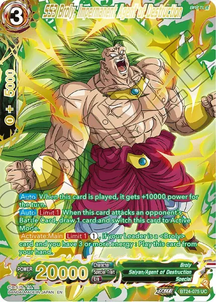 SS3 Broly, Impermanent Agent of Destruction (Collector Booster Gold)