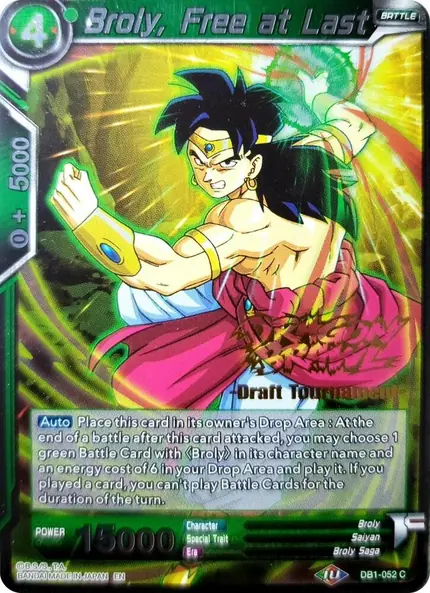 Broly, Free at Last (Dragon Brawl Draft Tournament Gold Stamped)