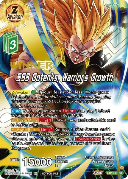 SS3 Gotenks, Warrior's Growth (ZENKAI Celebration Winner-Stamped)