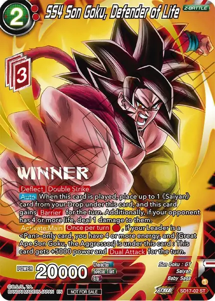 SS4 Son Goku, Defender of Life (ZENKAI Celebration Winner-Stamped)