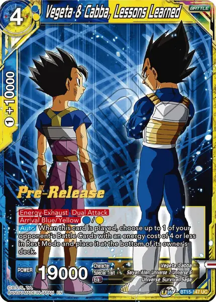 Vegeta & Cabba, Lessons Learned