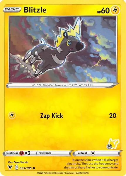 Blitzle - 053/185 (#30 Pikachu Stamped)