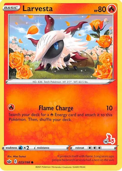 Larvesta - 023/198 (#19 Cinderace Stamped)