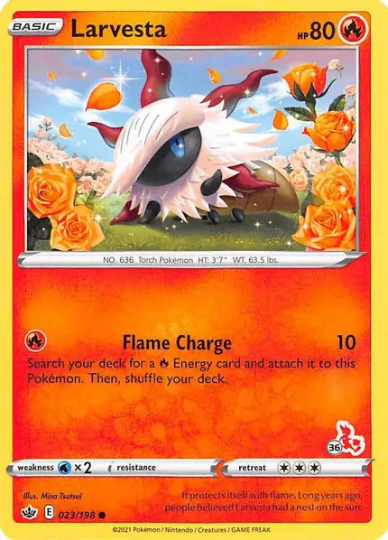 Larvesta - 023/198 (#36 Cinderace Stamped)