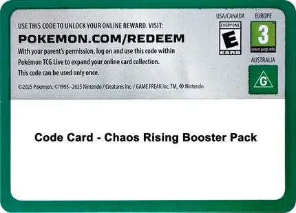 Code Card - Chaos Rising Booster Pack