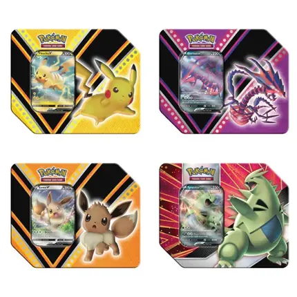 Costco Exclusive 4-Tin Bundle: V Powers Tin [Set of 3] + V Strikers [Tyranitar]